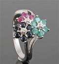 Diamond and gem ring approx. 0.03ct