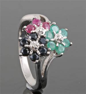 Diamond and gem ring approx. 0.03ct
