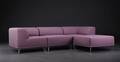 Nomad modulsofa betrukket med lavendelfarvet filtuldstof fra italienske Velvetex, forkromede ben