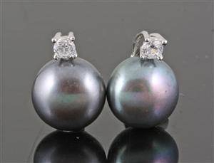Fresh water pearl and zirconia earrings 2