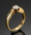 Solitaire ring af 14 kt guld med diamant ca. 0.55 ct.