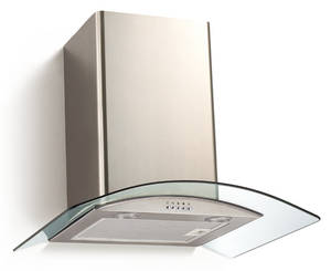 Væghængt emhætte i rustfri stål.