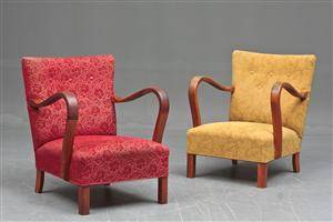 Par hvilestole, bejdset egetræ 2