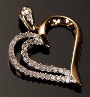 Vedhæng, 9 kt guld, med 0.25 ct
