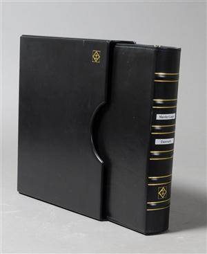 Danmark, samling mønter og pengesedler, i Leuchturm album.