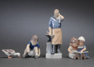 Royal Copenhagen samt BG. Samling figurer. 4 