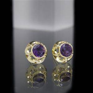 Ohrstecker in Gold mit Amethysten, Paar  2 