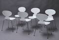 Arne Jacobsen. Sæt på seks stole, Myren, model 3101, nylakerede 6 