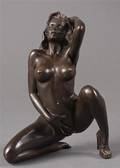 Erotisk bronzefigur, knælende kvinde 