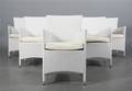 Havemøbler. Seks havestole, hvid polyrattan, aluminium stel. 6 