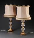 Et par bordlamper, forgyldt messing og glas 2