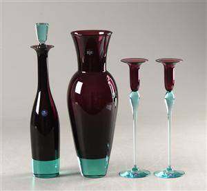 Holmegaard, vase, karaffel samt stager 4