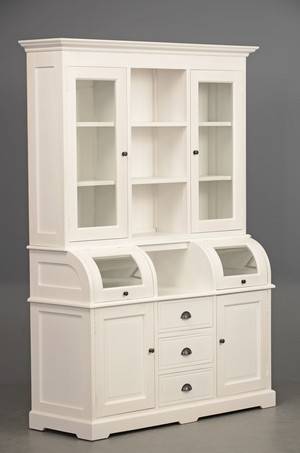 To-delt vitrineskab, hvid antikbemaling 2