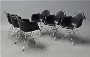 Charles Eames. Sæt på seks armstole model DAR 6