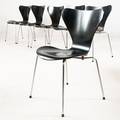 Arne Jacobsen, Satz von sechs Stapelstühlen Modell 3107, für Fritz Hansen 6
