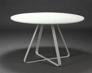 Rundt bord med galvaniseret hvidlakeret stel - Ø120 cm