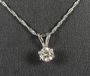 Brilliantvedhæng af rhodineret guld, ca. 0.50 ct