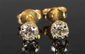 Ørestikkere, 14 kt guld, brillanter ca. 0.53 ct., et par 2