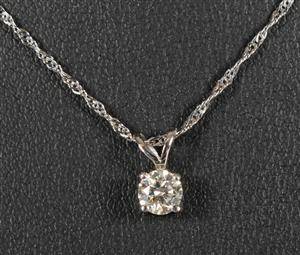 Brilliantvedhæng af rhodineret guld, ca. 0.33 ct