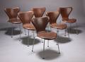 Arne Jacobsen, 7er stole, mørkebrunt elegance anilinlæder 6