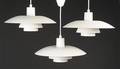 Poul Henningsen. Tre PH43 pendler, hvidlakerede 3 