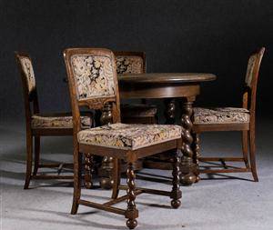 Bord samt stolar, ek, barockstil, tidigt 1900-tal 5