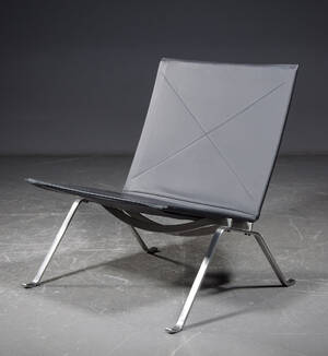 Poul Kjærholm, lænestol model PK 22 m sort læder