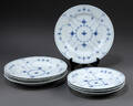 Royal Copenhagen Musselmalet, riflet syv tallerkener. 7 Denne vare er sat til omsalg under nyt varenummer 4580108