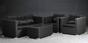 Havemøbler. Loungemøblement, sofa, sort polyrattan 4