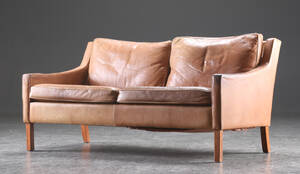 To-personers sofa, læder, 1970erne