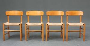 Børge Mogensen. Fire shakerstole af bøgetræ model J39 4