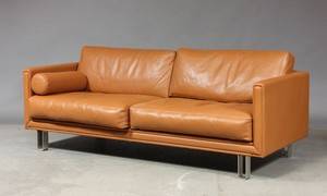 Tre-pers. sofa, brunt læder