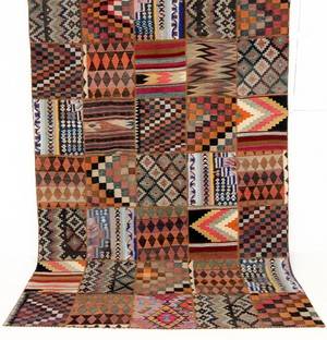Handknuten persisk matta, patchwork 303 x 205 cm