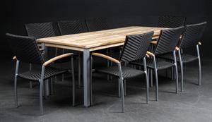 Havemøbelsæt i polyrattanteaktræ, sort 9 