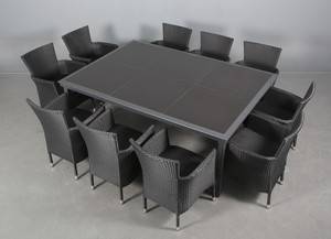 Daneline. Havemøbelsæt. Ti stabelbare stole samt bord med plade i poleret porcelæn. 11