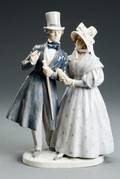 Royal Copenhagen. Victoriansk par, figur af porcelæn