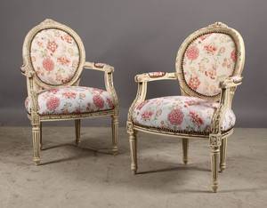 Par armstole, bemalet træ 2