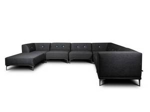 Morten Voss. THE SOFA TWENTYONE. Modulsofa med udskiftelige knapper. Antracit grå med Sky Blue knapper