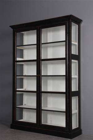 Vitrineskab, sort antikbemaling