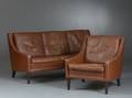 Sofa samt lænestol af læder 2