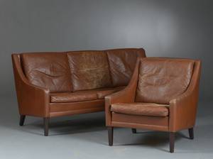 Sofa samt lænestol af læder 2