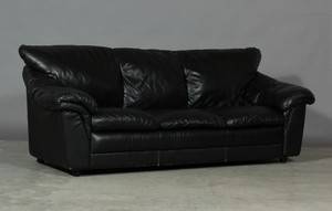 Tre-pers. sofa, sort læder