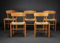 Børge Mogensen. Fem stole, model J - 39, bøg 5