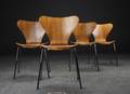 Arne Jacobsen. Fire stole model 3107, valnød, ny højde 4