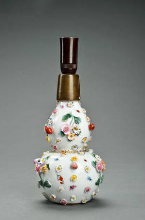 Meissen vase senere omlavet til lampe, 1800-tallet