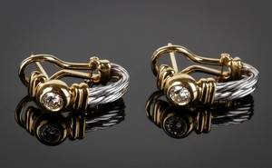 Brillantørestikker af guld og hvidguld 18 kt. 2