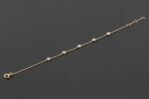Diamant-armbånd m små blomster, 9 kt guld, 0.20 ct