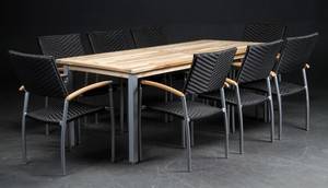 Havemøbelsæt i polyrattanteaktræ, sort 9  