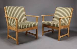 Dansk møbelproducent, par lænestole, eg 2