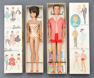 Mattel Barbie og Ken i original emballage, 1960erne 2